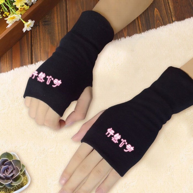 Flipped Printing Black Half-finger Gloves Scrub bag Style A