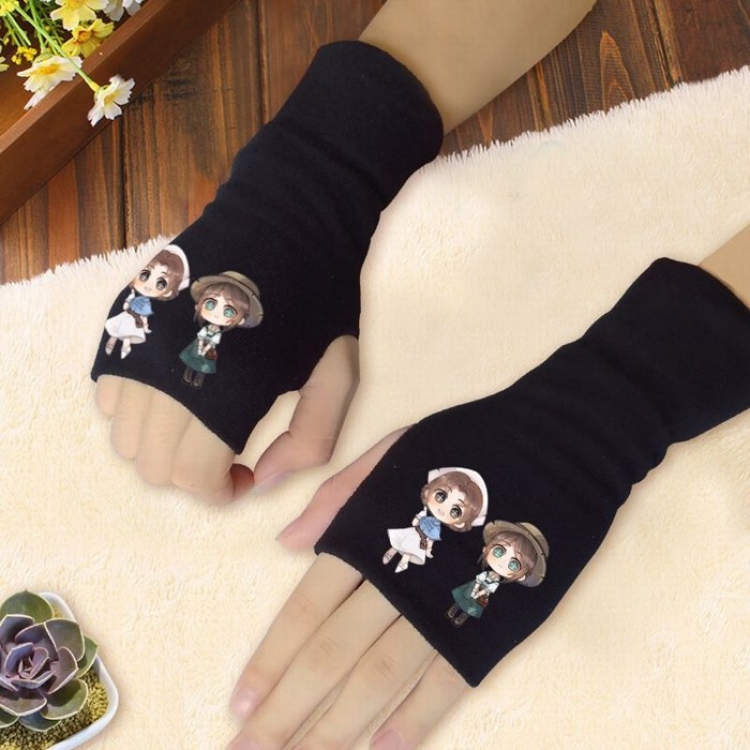 Identity V Printing Black Half-finger Gloves Scrub bag Style F