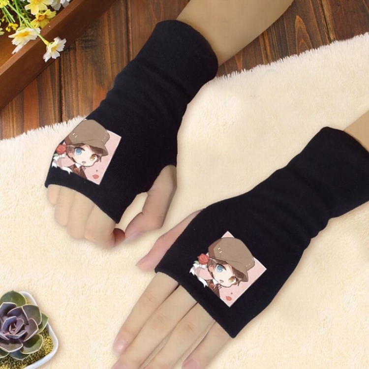 Identity V Printing Black Half-finger Gloves Scrub bag Style C