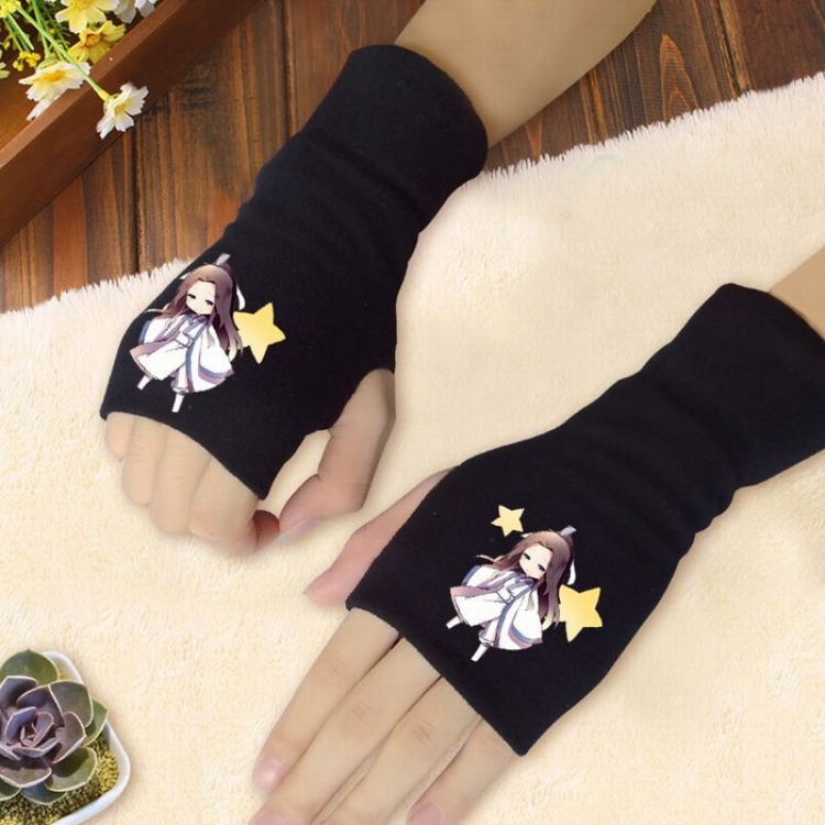 The wizard of the de Printing Black Half-finger Gloves Scrub bag Style E