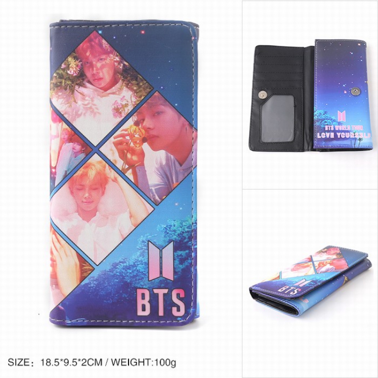 BTS Full color snap-on leather long wallet Purse Style E