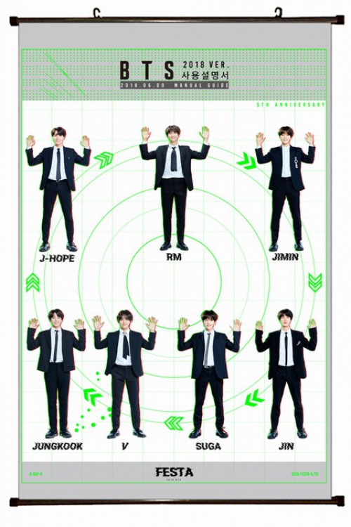 BTS Plastic pole cloth painting Wall Scroll 60X90CM preorder 3 days BTS-47 NO FILLING