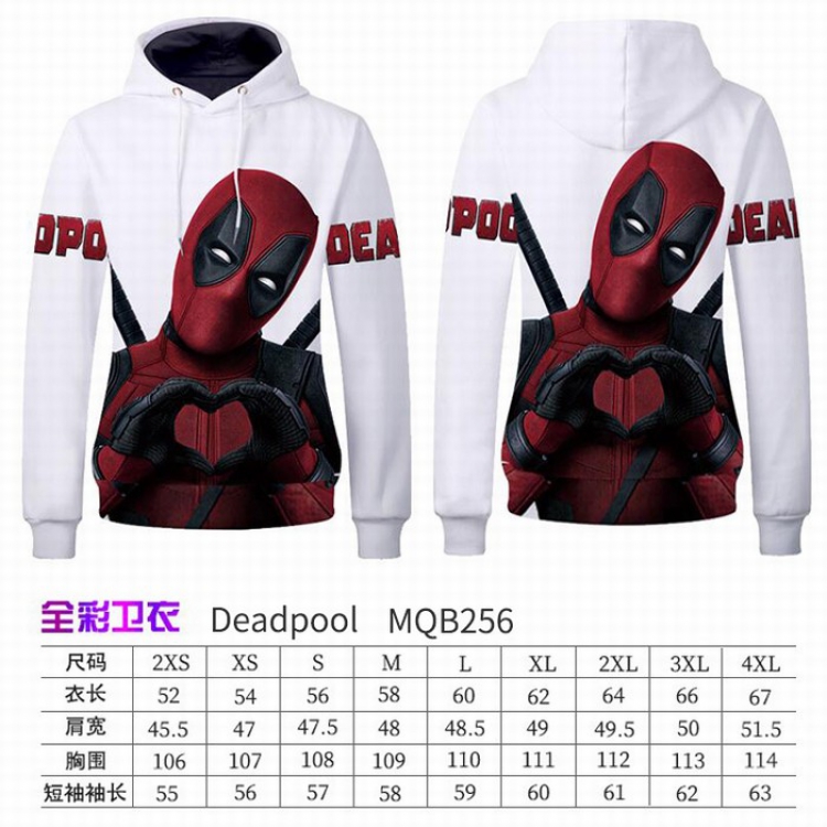 Deadpool Full Color Long sleeve Patch pocket Sweatshirt Hoodie 9 sizes from XXS to XXXXL MQB256