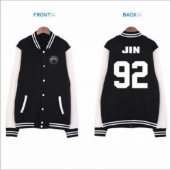 BTS jin Button printed long sl...