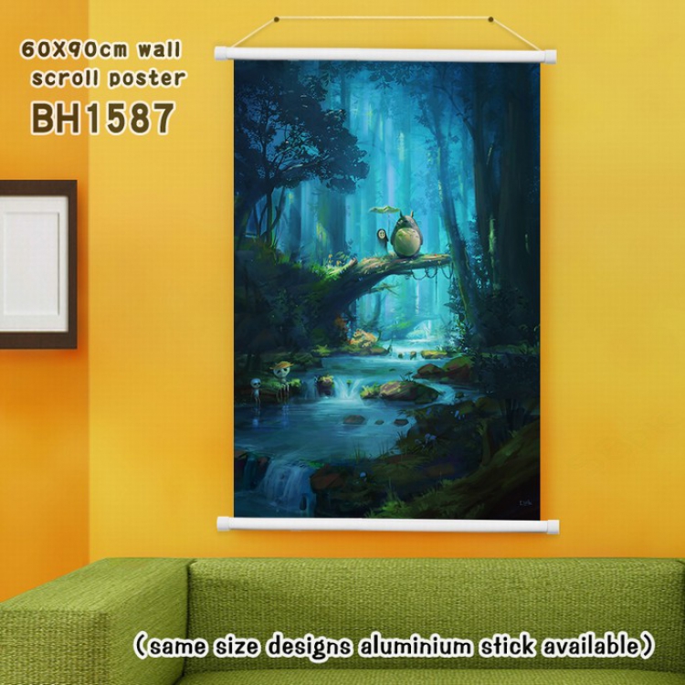 TOTORO White Plastic rod Cloth painting Wall Scroll 60X90CM BH1587