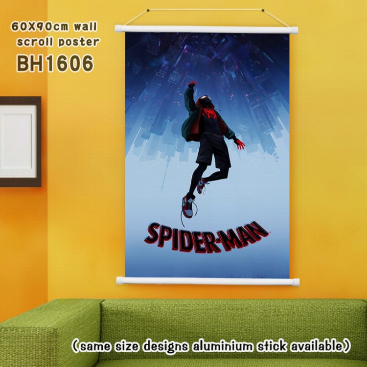 Spiderman White Plastic rod Cloth painting Wall Scroll 60X90CM BH1606