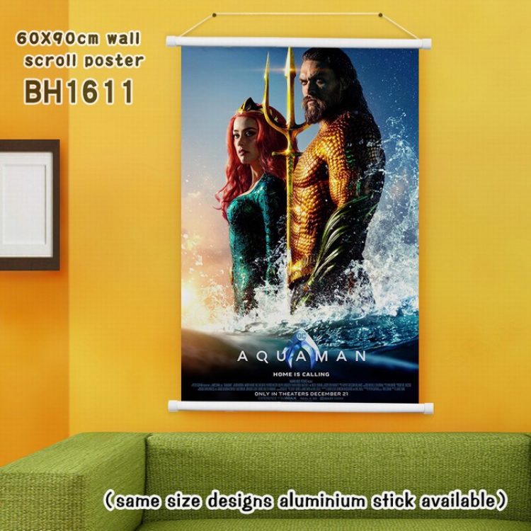 Aquaman White Plastic rod Cloth painting Wall Scroll 60X90CM BH1611