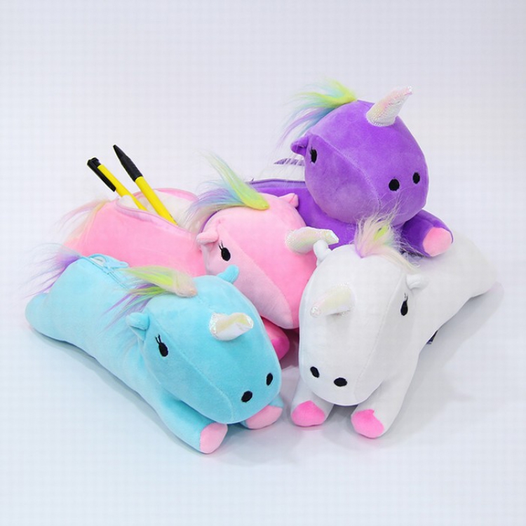 Unicorn Pencil Bag Zipper plush pencil case 30CM 0.11KG price for 5 pcs Blue Style