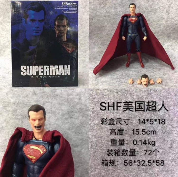 American Superman Changeable face Boxed Figure Decoration 15.5CM 0.14KG a box of 72