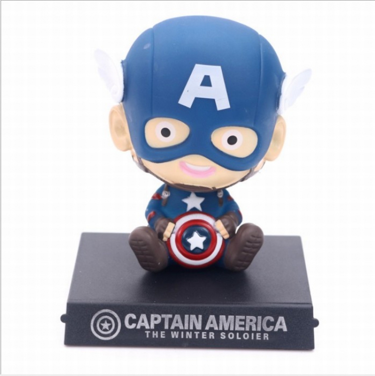 Captain America Shake head Boxed Figure Decoration 12CM 0.15KG Mobile phone holder