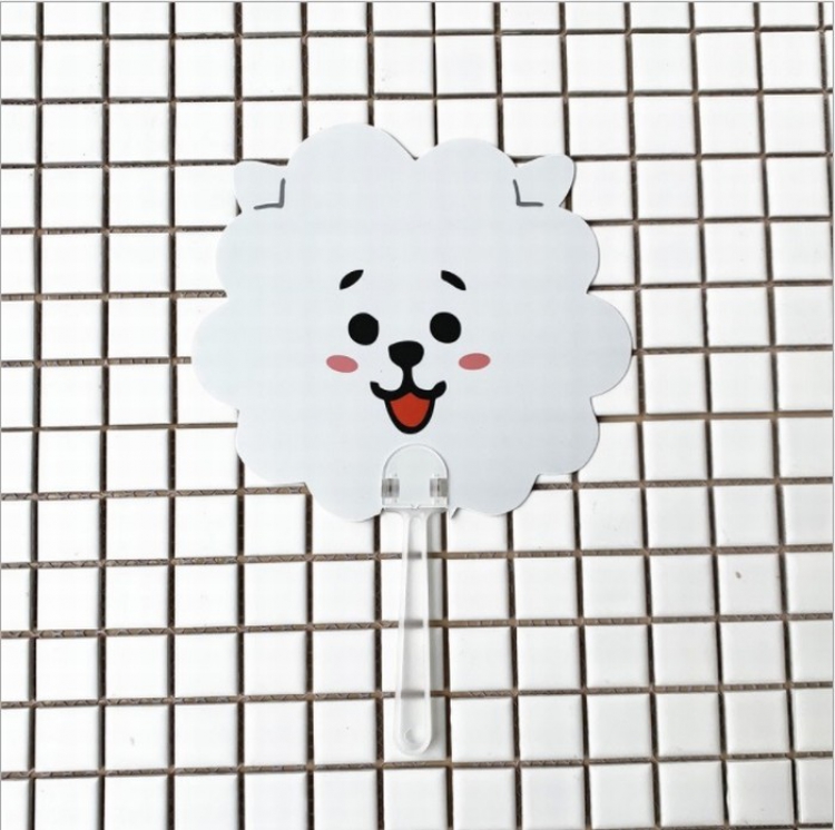 BTS Cute double-sided cartoon fan PVC material fan 18X19CM 18-25G price for 10 pcs Style G