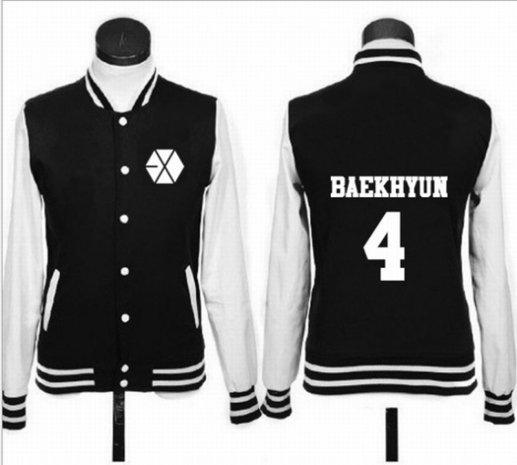 EXO Korean star surrounding BAEKHYUN Single-breasted baseball uniform Sweatshirt Hoodie coat S-M-L-XL-2XL