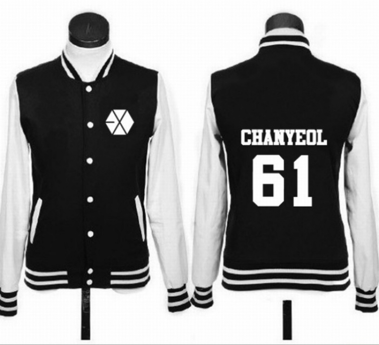 EXO Korean star surrounding CHANYEOL Single-breasted baseball uniform Sweatshirt Hoodie coat S-M-L-XL-2XL