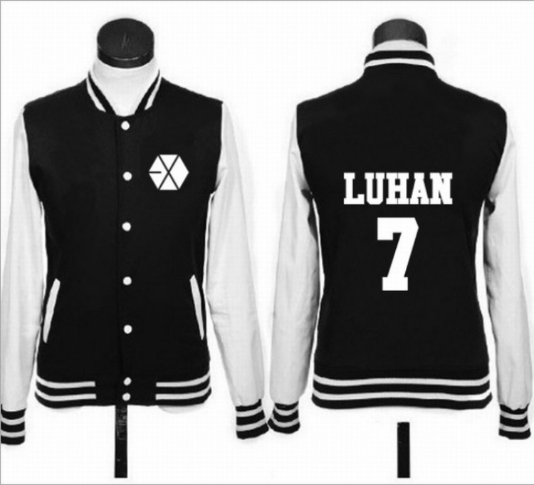 EXO Korean star surrounding LUHAN Single-breasted baseball uniform Sweatshirt Hoodie coat S-M-L-XL-2XL