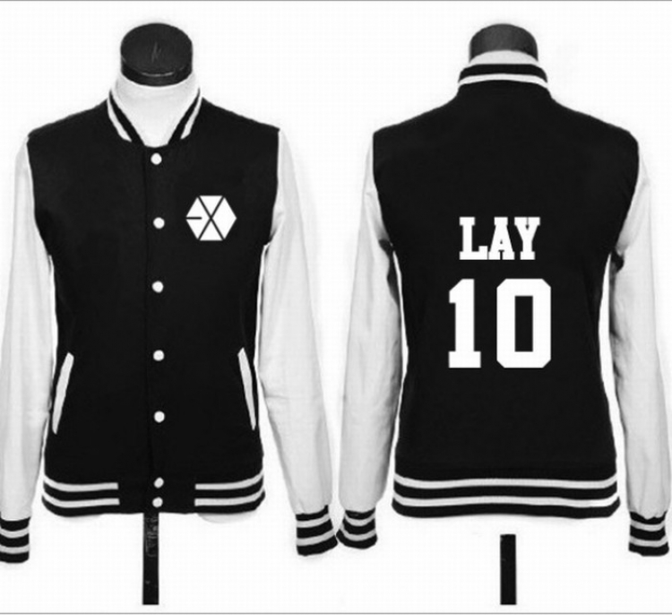 EXO Korean star surrounding LAY Single-breasted baseball uniform Sweatshirt Hoodie coat S-M-L-XL-2XL