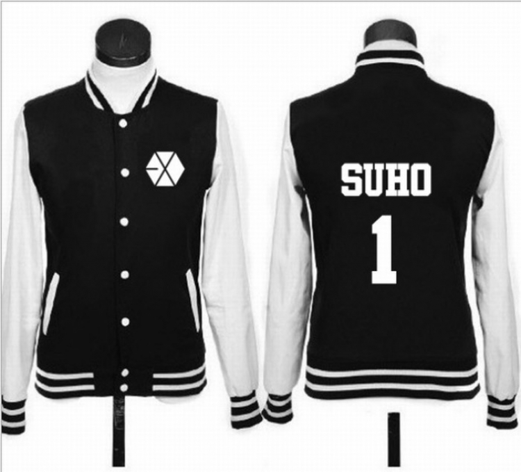 EXO Korean star surrounding SUHO Single-breasted baseball uniform Sweatshirt Hoodie coat S-M-L-XL-2XL