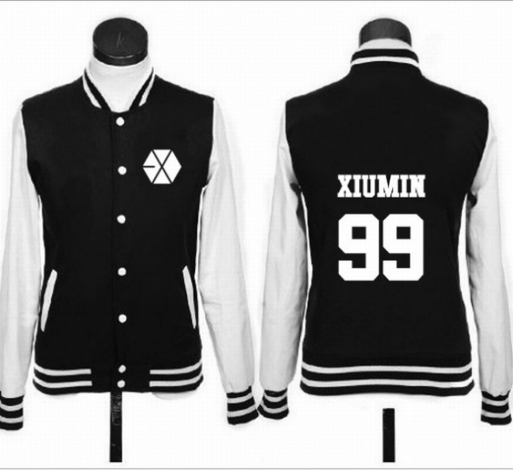 EXO Korean star surrounding XIUMIN Single-breasted baseball uniform Sweatshirt Hoodie coat S-M-L-XL-2XL