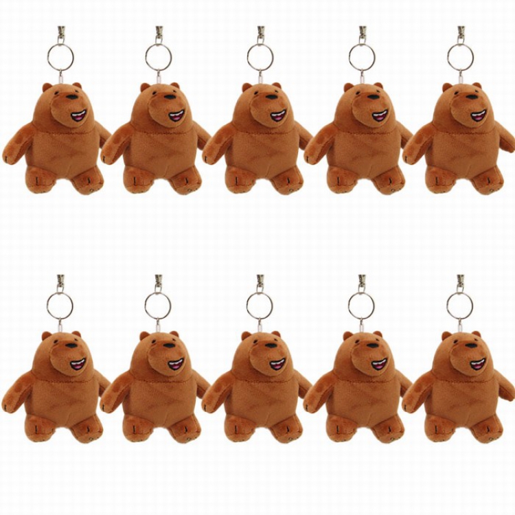 We Bare Bears Sitting position Brown bear a set of 10 Plush cartoon pendant keychain Style B 12CM