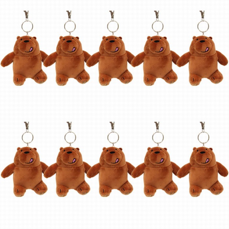 We Bare Bears Sitting position Brown bear a set of 10 Plush cartoon pendant keychain Style A 12CM