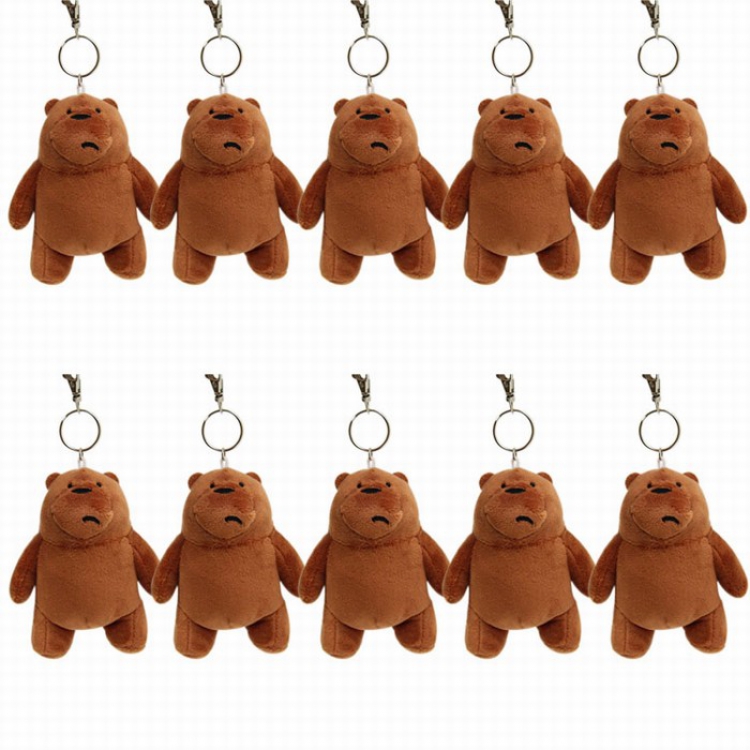 We Bare Bears Standing posture Brown bear a set of 10 Plush cartoon pendant keychain Style C 12CM