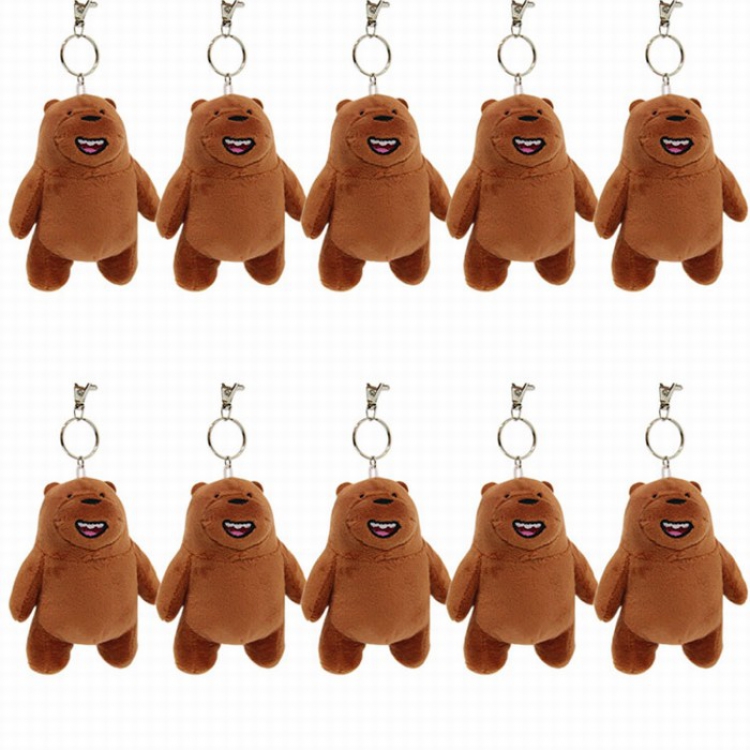 We Bare Bears Standing posture Brown bear a set of 10 Plush cartoon pendant keychain Style B 12CM