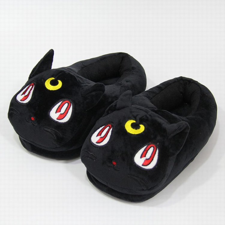 Sailormoon Black cat Luna All-inclusive foot warm plush shoes 28CM