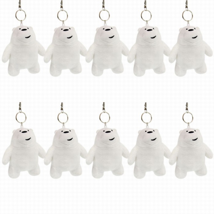 We Bare Bears Standing posture White bear  price for 10 pcs Plush cartoon pendant keychain Style B 13CM