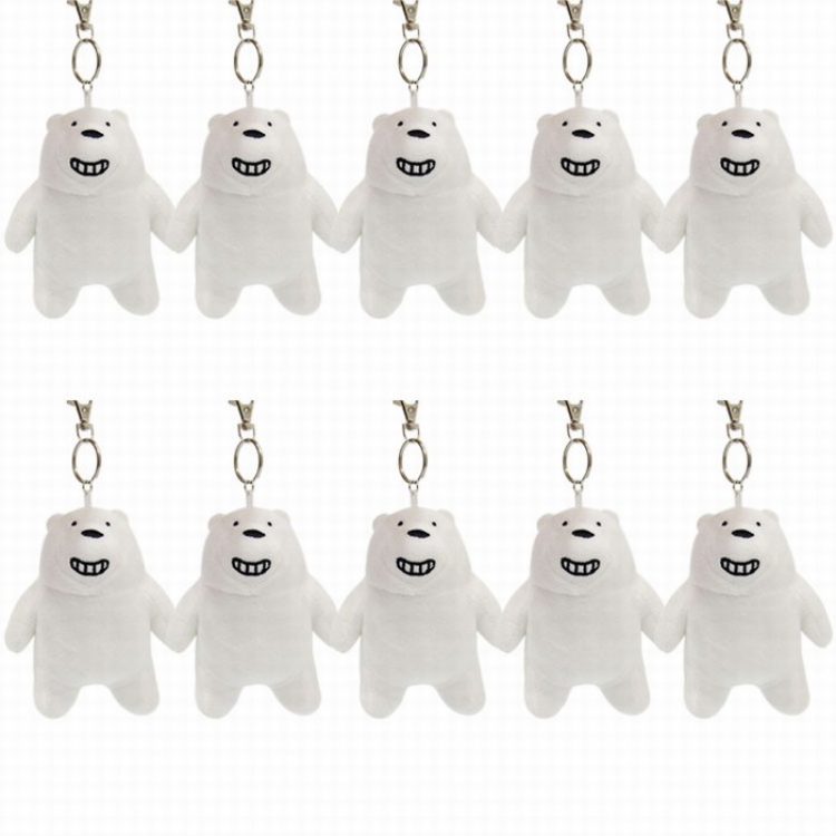 We Bare Bears Standing posture White bear  price for 10 pcsPlush cartoon pendant keychain Style A 13CM