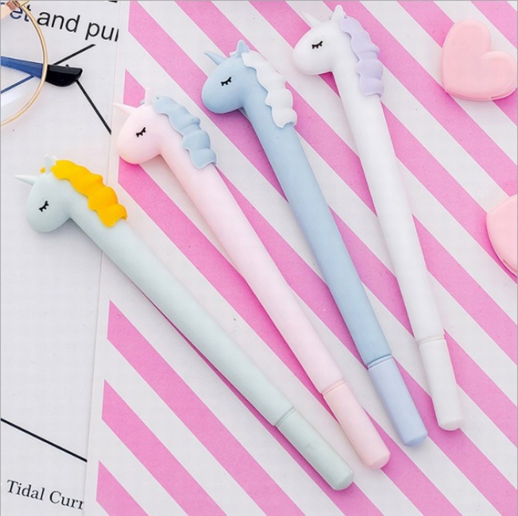 Unicorn Cute cartoon creative black gel pen 0.38MM price for 50 pcs Mixed batch