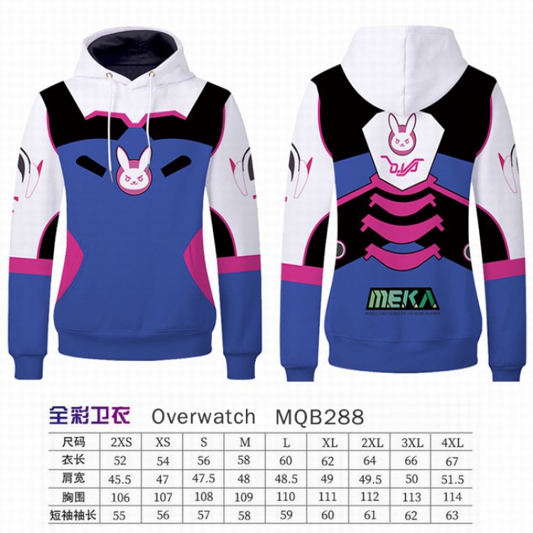 Overwatch Full Color Long sleeve Patch pocket Sweatshirt Hoodie 9 sizes from XXS to XXXXL MQB288