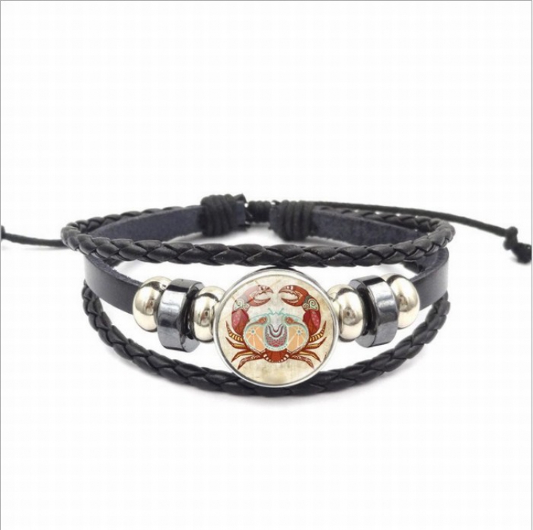 Twelve constellations Multilayer woven leather bracelet price for 5 pcs 26CM 15G Style F