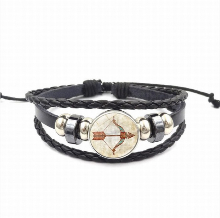 Twelve constellations Multilayer woven leather bracelet price for 5 pcs 26CM 15G Style G