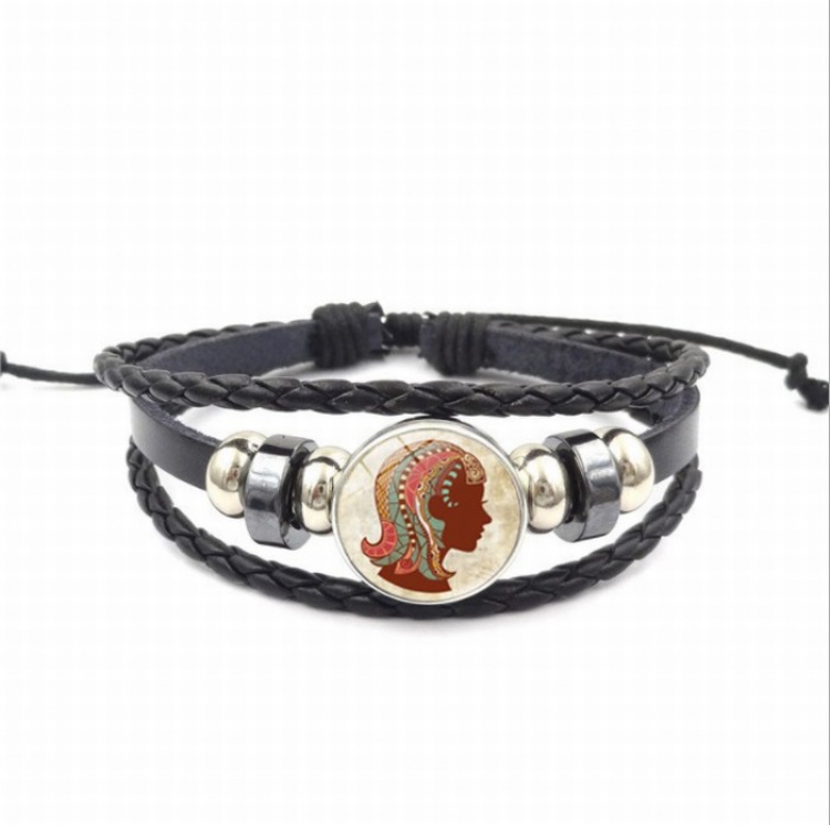 Twelve constellations Multilayer woven leather bracelet price for 5 pcs 26CM 15G Style J