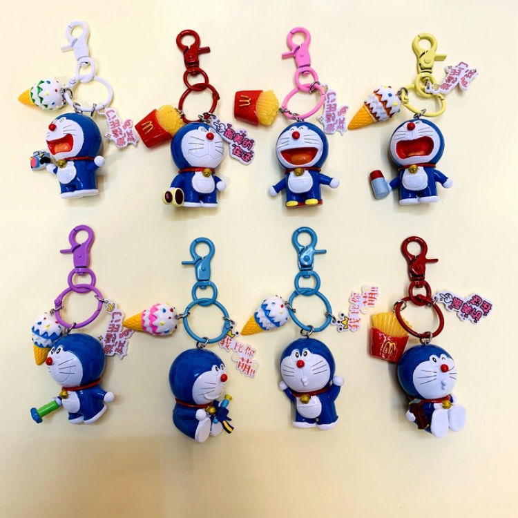 Doraemon Cute creative cartoon With bell Key Chain pendant mixed colors price for 8 pcs