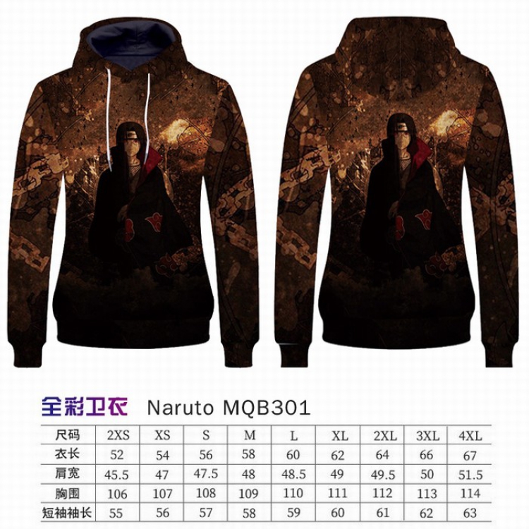 Naruto Full Color Long sleeve Patch pocket Sweatshirt Hoodie 9 sizes from XXS to XXXXL MQB301
