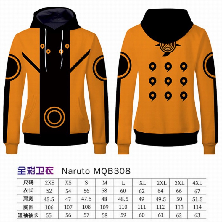 Naruto Full Color Long sleeve Patch pocket Sweatshirt Hoodie 9 sizes from XXS to XXXXL MQB308