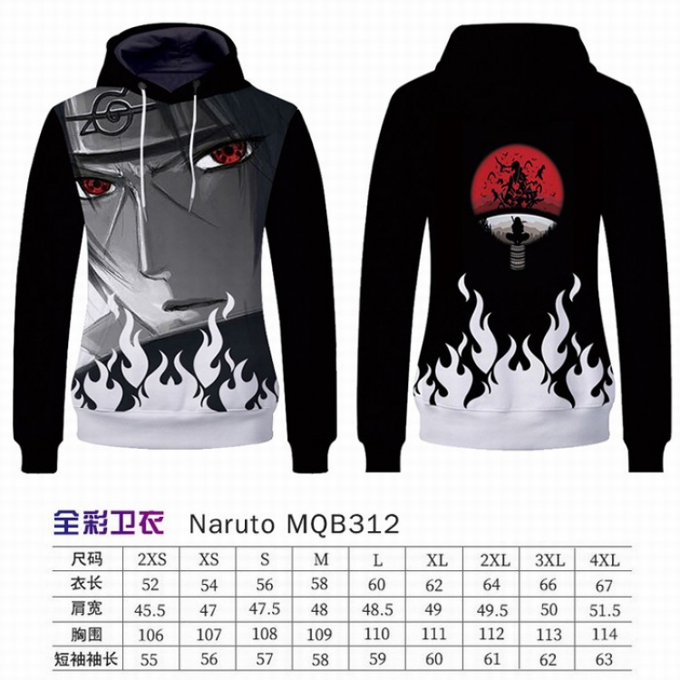 Naruto Full Color Long sleeve Patch pocket Sweatshirt Hoodie 9 sizes from XXS to XXXXL MQB312