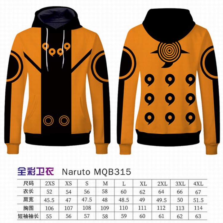 Naruto Full Color Long sleeve Patch pocket Sweatshirt Hoodie 9 sizes from XXS to XXXXL MQB315