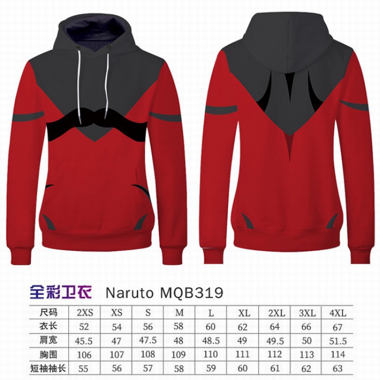 Naruto Full Color Long sleeve Patch pocket Sweatshirt Hoodie 9 sizes from XXS to XXXXL MQB319