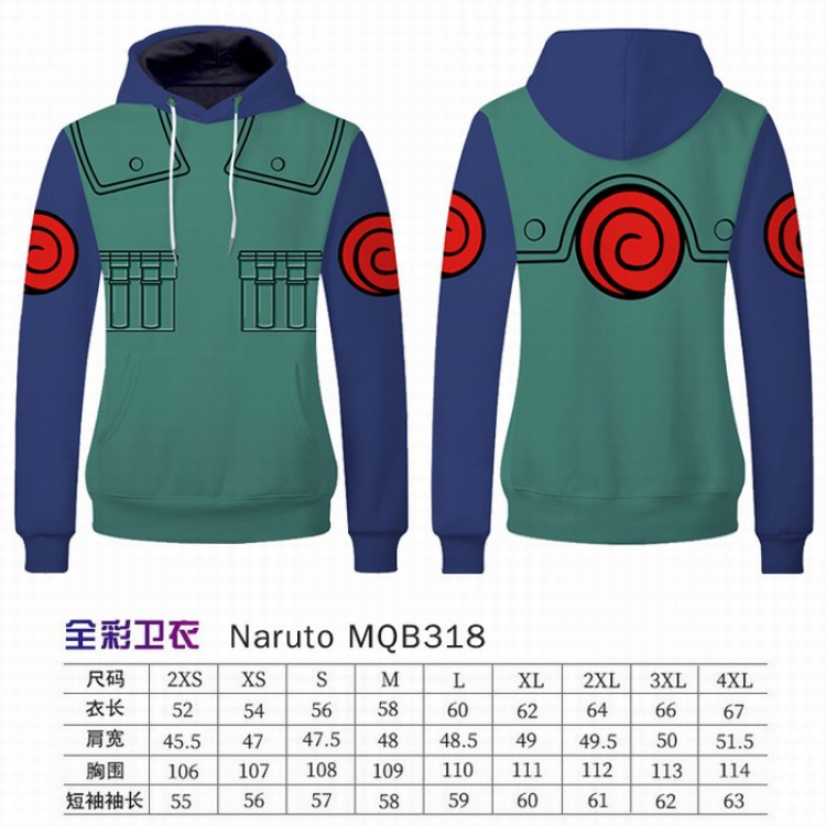 Naruto Full Color Long sleeve Patch pocket Sweatshirt Hoodie 9 sizes from XXS to XXXXL MQB318