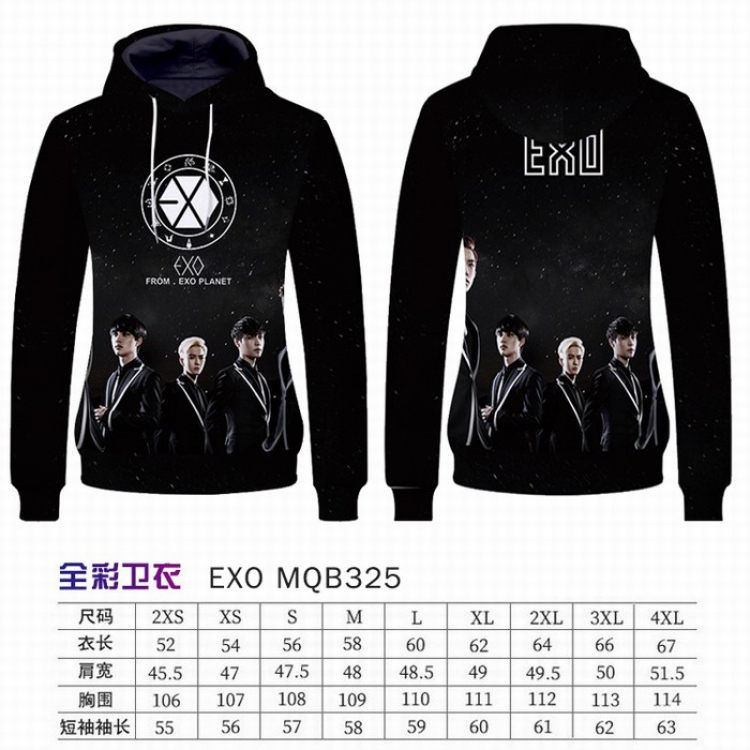EXO Full Color Long sleeve Patch pocket Sweatshirt Hoodie 9 sizes from XXS to XXXXL MQB325