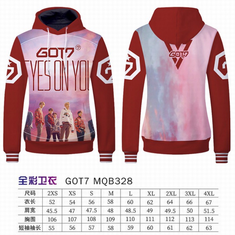 GOT 7  Full Color Long sleeve Patch pocket Sweatshirt Hoodie 9 sizes from XXS to XXXXL MQB328