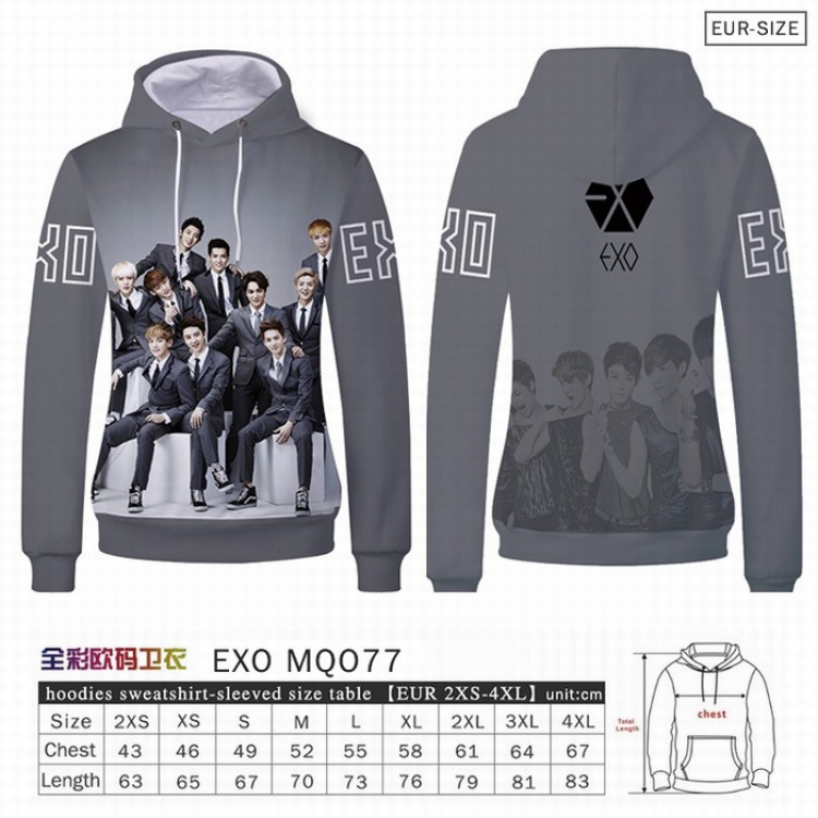 EXO Full Color Patch pocket Sweatshirt Hoodie EUR SIZE 9 sizes from XXS to XXXXL MQO077