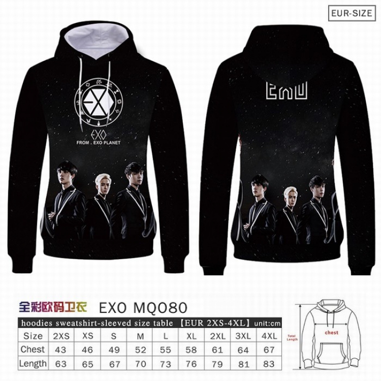 EXO Full Color Patch pocket Sweatshirt Hoodie EUR SIZE 9 sizes from XXS to XXXXL MQO080