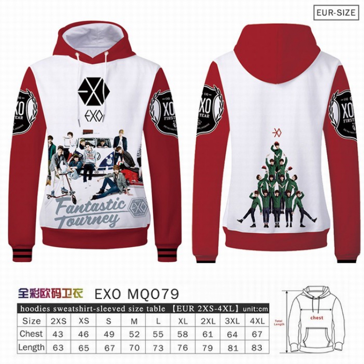 EXO Full Color Patch pocket Sweatshirt Hoodie EUR SIZE 9 sizes from XXS to XXXXL MQO079