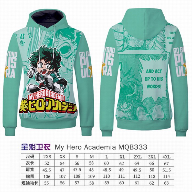 My Hero Academia Full Color Long sleeve Patch pocket Sweatshirt Hoodie 9 sizes from XXS to XXXXL MQB333