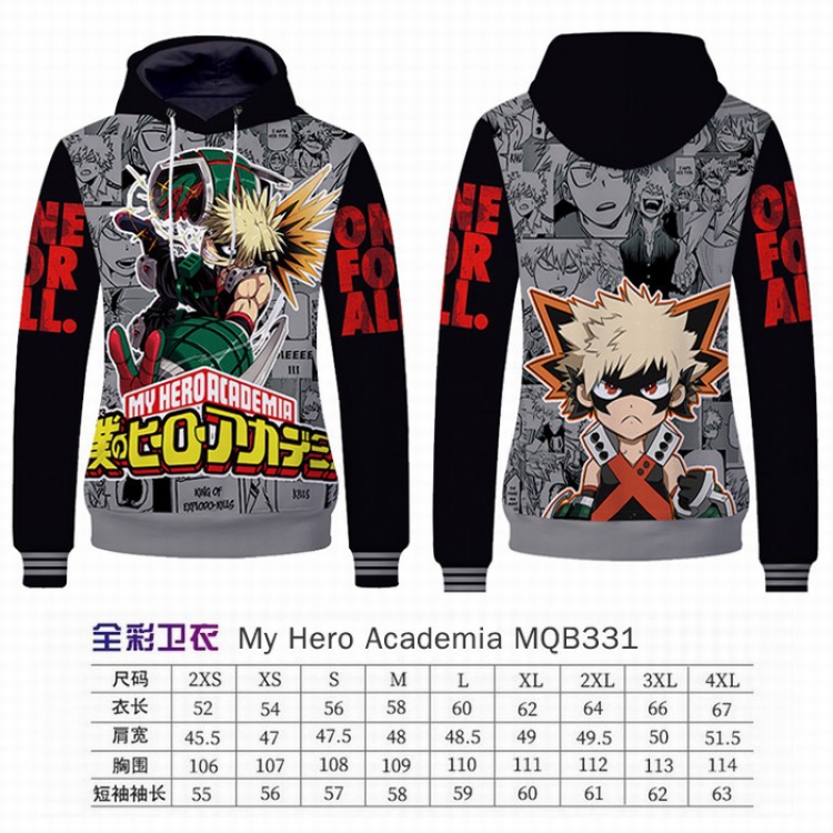 My Hero Academia Full Color Long sleeve Patch pocket Sweatshirt Hoodie 9 sizes from XXS to XXXXL MQB331