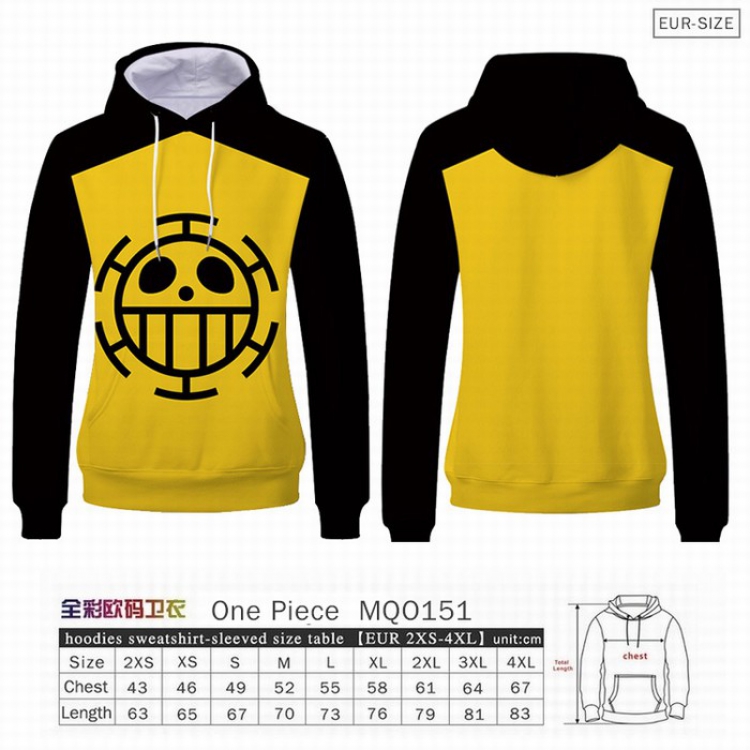 One Piece Full Color Patch pocket Sweatshirt Hoodie EUR SIZE 9 sizes from XXS to XXXXL MQO0151