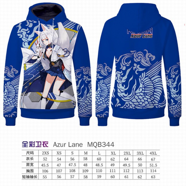 Azur Lane Full Color Long sleeve Patch pocket Sweatshirt Hoodie 9 sizes from XXS to XXXXL MQB344