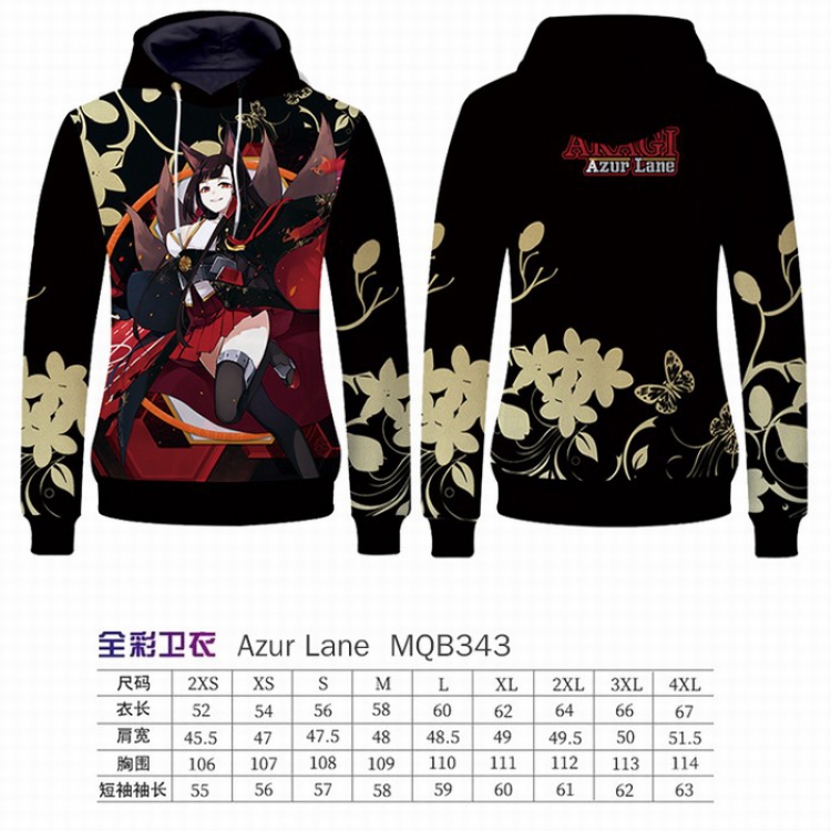 Azur Lane Full Color Long sleeve Patch pocket Sweatshirt Hoodie 9 sizes from XXS to XXXXL MQB343